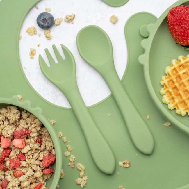 Set Diversificare, AppeKids, 100% Silicon, Kitty - Raw Green KRTAK275046