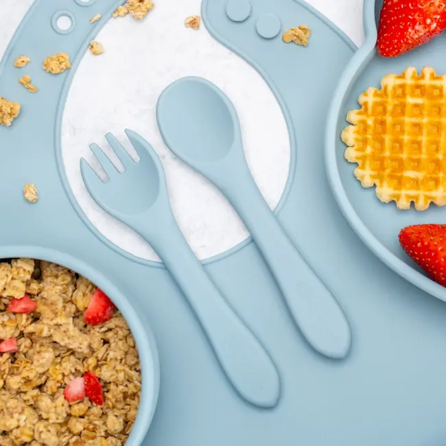 Set Diversificare, AppeKids, 100% Silicon, Panda - Aqua Blue KRTAK275084