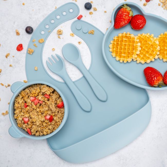Set Diversificare, AppeKids, 100% Silicon, Panda - Aqua Blue KRTAK275084