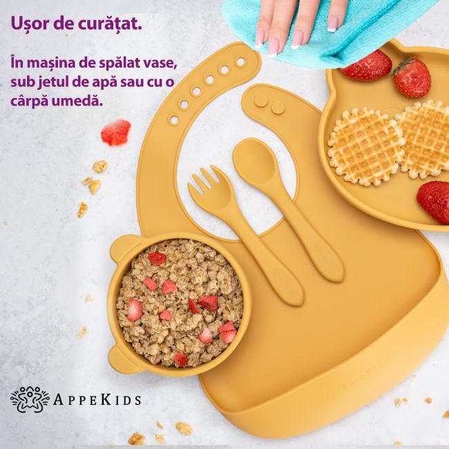 Set Diversificare, AppeKids, 100% Silicon, Panda - Honey KRTAK275060
