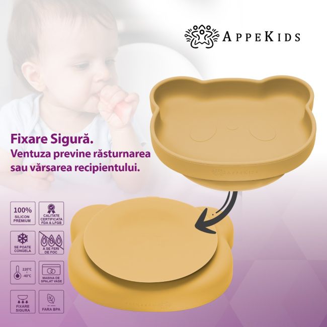 Set Diversificare, AppeKids, 100% Silicon, Panda - Honey KRTAK275060