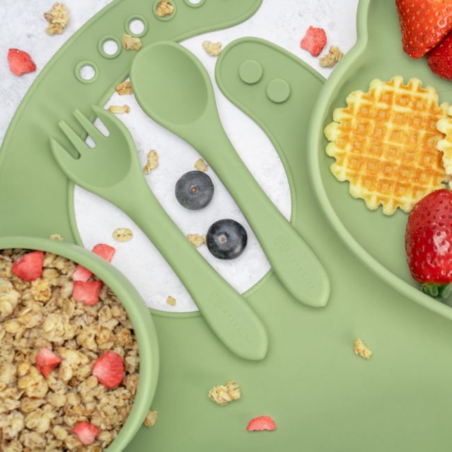 Set Diversificare, AppeKids, 100% Silicon, Panda - Raw Green KRTAK275091