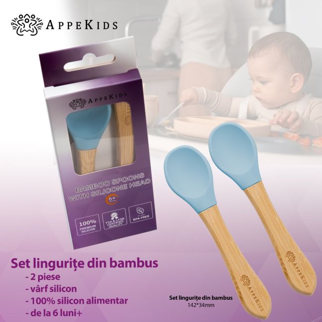 Set Lingurite din bambus, AppeKids - Aqua Blue KRTAK275688