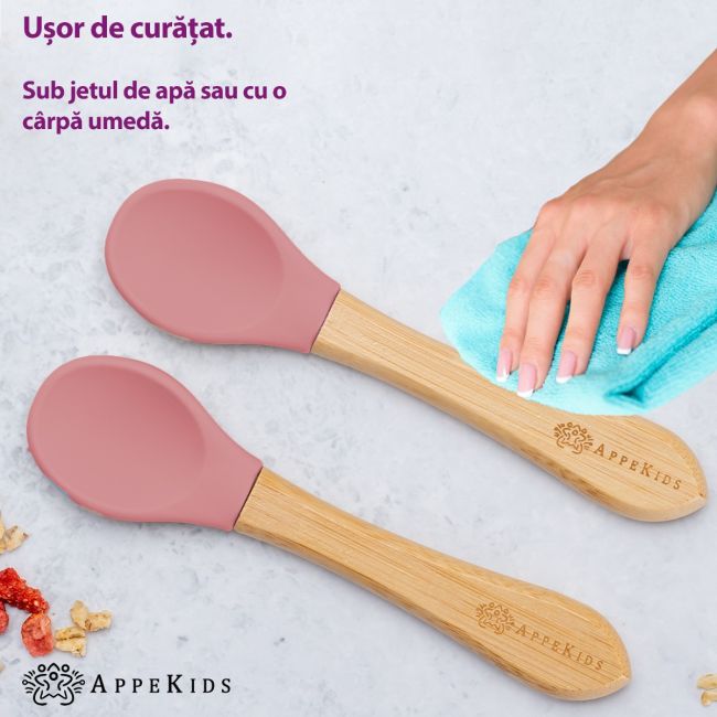 Set Lingurite din bambus, AppeKids - Old Rose KRTAK275671