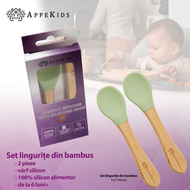 Set Lingurite din bambus, AppeKids - Raw Green KRTAK275695