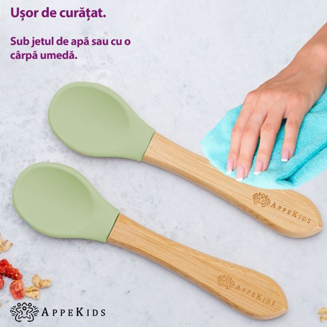 Set Lingurite din bambus, AppeKids - Raw Green KRTAK275695