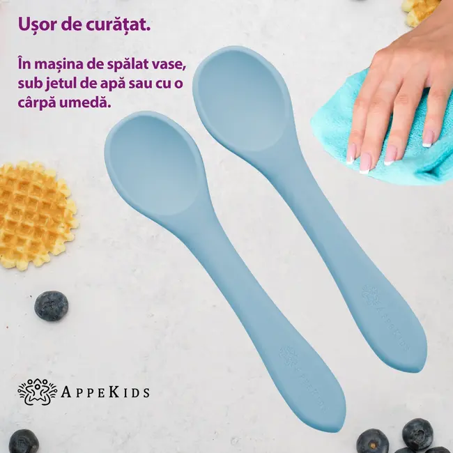 Set Lingurite din silicon, AppeKids - Aqua Blue KRTAK275534
