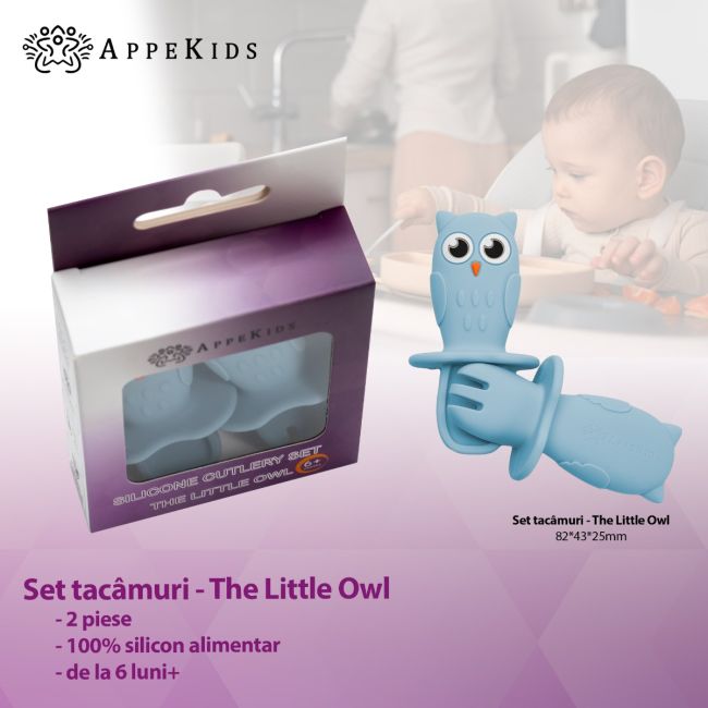 Set Tacamuri din silicon, AppeKids, OWL - Aqua Green KRTAK275633
