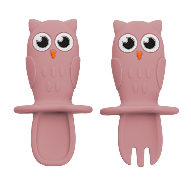 Set Tacamuri din silicon, AppeKids, OWL - Old Rose KRTAK275626