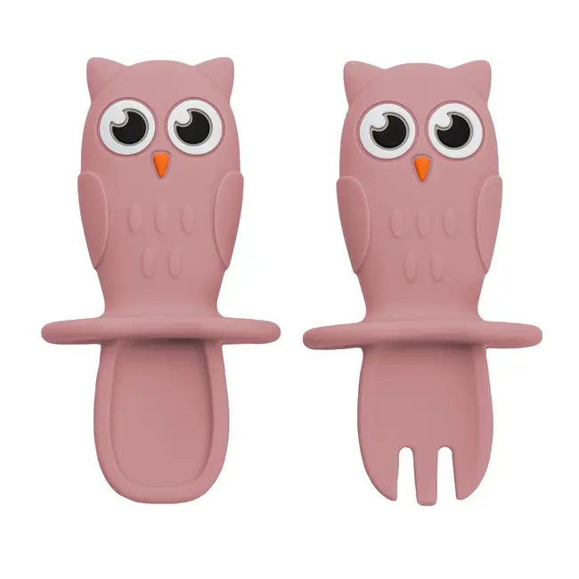 Set Tacamuri din silicon, AppeKids, OWL - Old Rose KRTAK275626