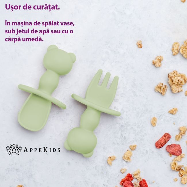 Set Tacamuri din silicon, AppeKids, The Little Bear - Bubble Beige KRTAK275596