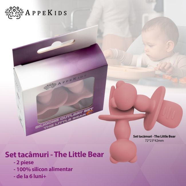 Set Tacamuri din silicon, AppeKids, The Little Bear - Old Rose KRTAK275572