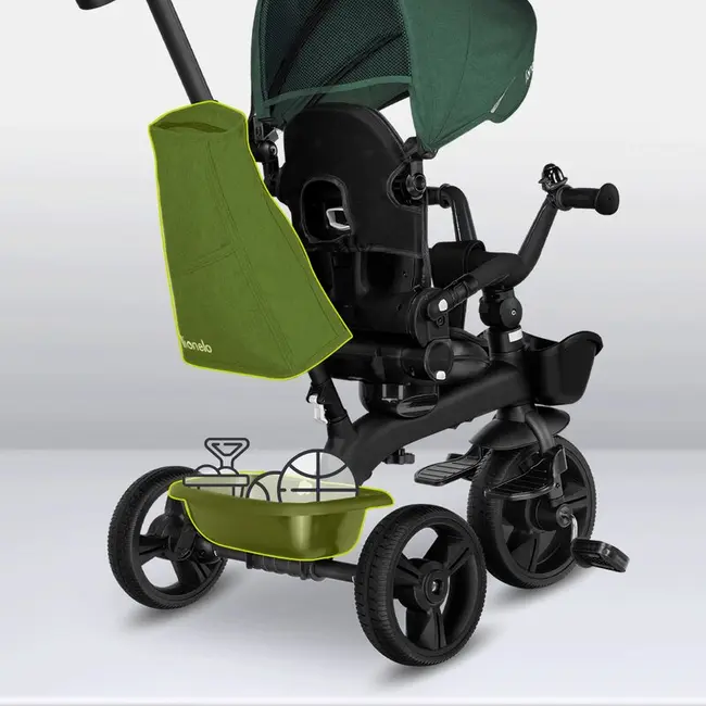 Tricicleta copii, Lionelo, Kori, Cu suport de picioare, Control al directiei, Scaun reversibil, Rotire 360 grade, Pliabila, Conform cu standardul european de securitate EN71, Verde BYNLO-KORI_GREEN_EMERALD