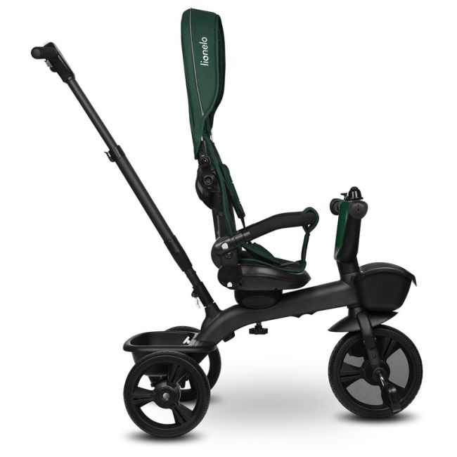 Tricicleta copii, Lionelo, Kori, Cu suport de picioare, Control al directiei, Scaun reversibil, Rotire 360 grade, Pliabila, Conform cu standardul european de securitate EN71, Verde BYNLO-KORI_GREEN_EMERALD