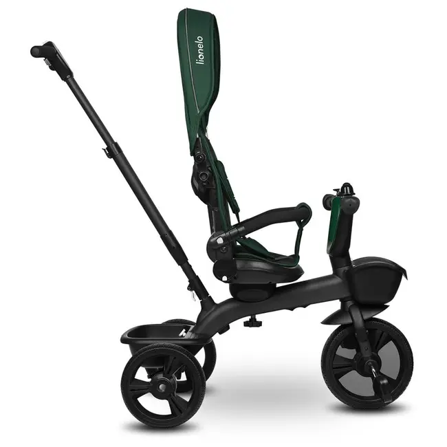Tricicleta copii, Lionelo, Kori, Cu suport de picioare, Control al directiei, Scaun reversibil, Rotire 360 grade, Pliabila, Conform cu standardul european de securitate EN71, Verde BYNLO-KORI_GREEN_EMERALD