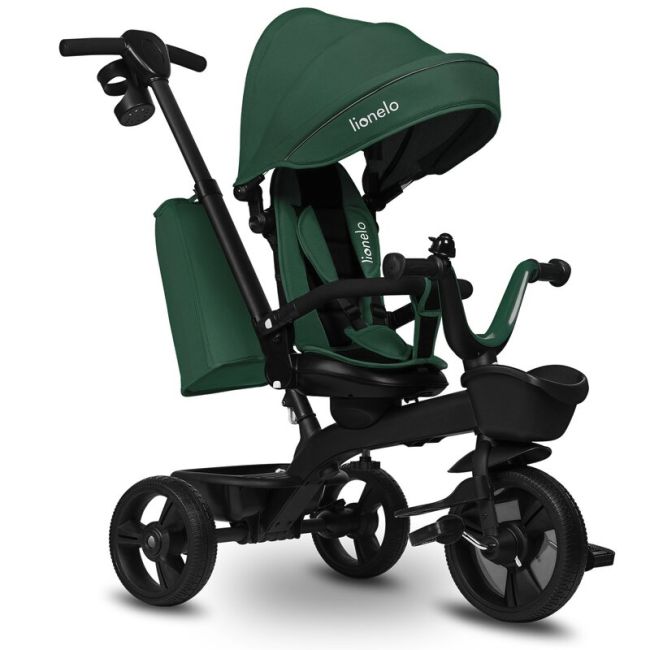 Tricicleta copii, Lionelo, Kori, Cu suport de picioare, Control al directiei, Scaun reversibil, Rotire 360 grade, Pliabila, Conform cu standardul european de securitate EN71, Verde BYNLO-KORI_GREEN_EMERALD