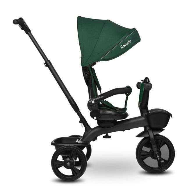 Tricicleta copii, Lionelo, Kori, Cu suport de picioare, Control al directiei, Scaun reversibil, Rotire 360 grade, Pliabila, Conform cu standardul european de securitate EN71, Verde BYNLO-KORI_GREEN_EMERALD
