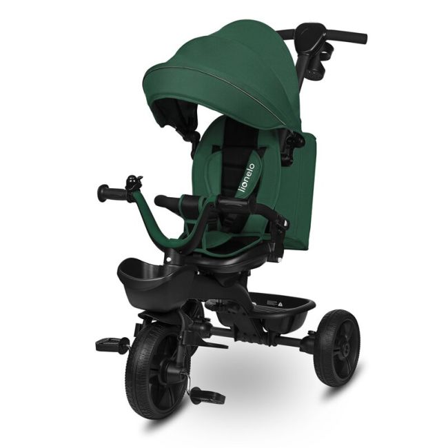 Tricicleta copii, Lionelo, Kori, Cu suport de picioare, Control al directiei, Scaun reversibil, Rotire 360 grade, Pliabila, Conform cu standardul european de securitate EN71, Verde BYNLO-KORI_GREEN_EMERALD