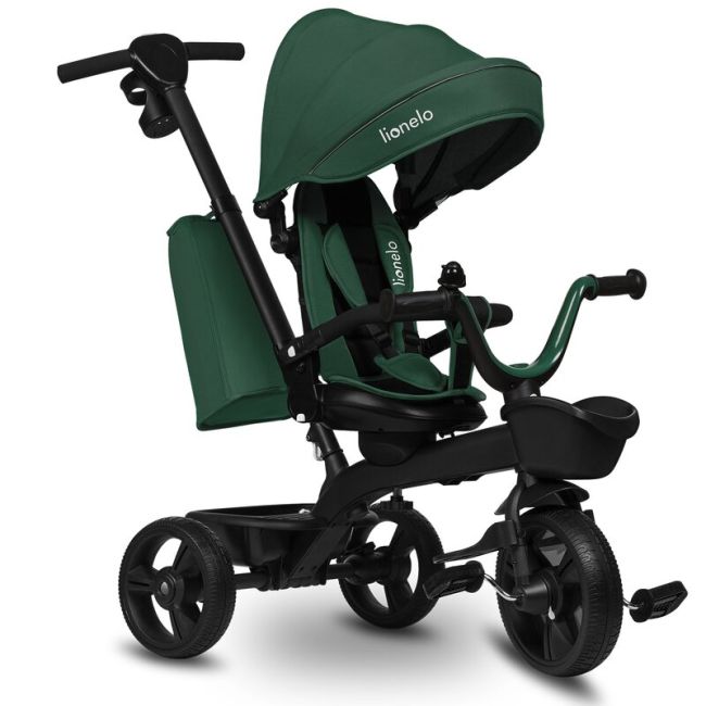 Tricicleta copii, Lionelo, Kori, Cu suport de picioare, Control al directiei, Scaun reversibil, Rotire 360 grade, Pliabila, Conform cu standardul european de securitate EN71, Verde BYNLO-KORI_GREEN_EMERALD