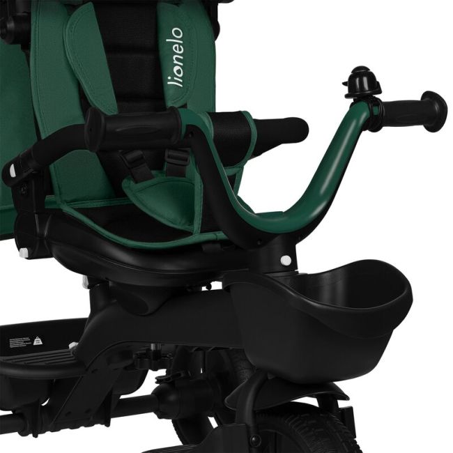 Tricicleta copii, Lionelo, Kori, Cu suport de picioare, Control al directiei, Scaun reversibil, Rotire 360 grade, Pliabila, Conform cu standardul european de securitate EN71, Verde BYNLO-KORI_GREEN_EMERALD