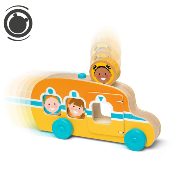 Autobuz de jucarie din lemn cu accesorii colectia rostogol go tots - okemd30738