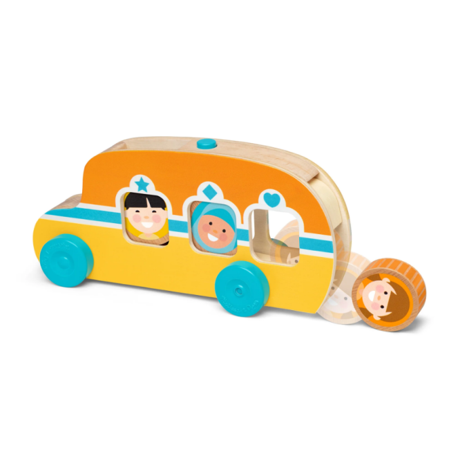 Autobuz de jucarie din lemn cu accesorii colectia rostogol go tots - okemd30738