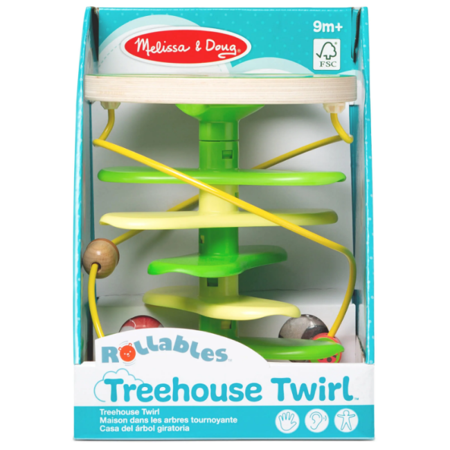 Centru de joaca pentru dezvoltarea motricitatii la bebe si toddler casuta din copac cu rollercoaster - okemd30735