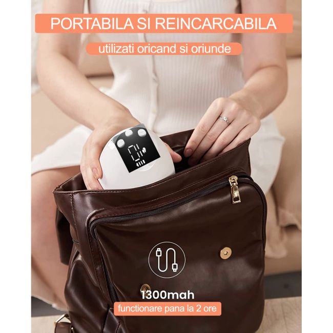 Pompa de san electrica si portabila KidsCare, hands free, sub sutien, cu 10 niveluri de aspiratie si 10 niveluri de masaj SUPKC135