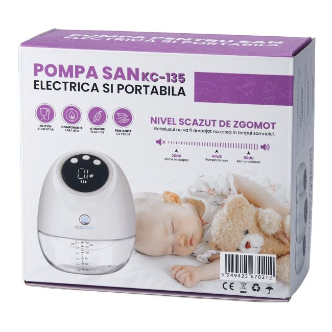 Pompa de san electrica si portabila KidsCare, hands free, sub sutien, cu 10 niveluri de aspiratie si 10 niveluri de masaj SUPKC135
