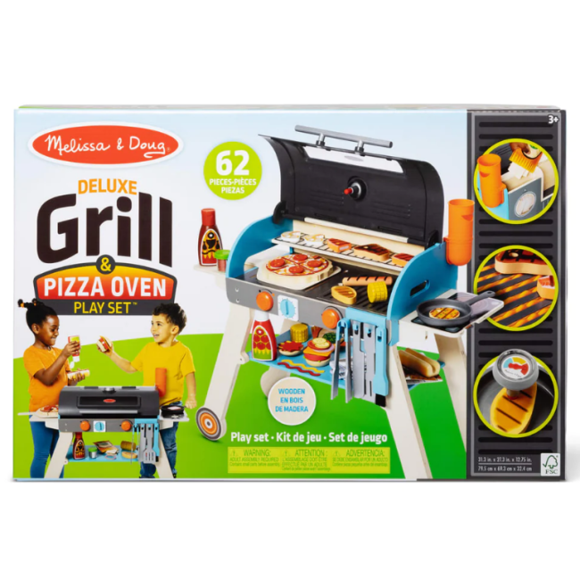 Set de joaca din lemn cu accesorii grill si pizza - okemd30608
