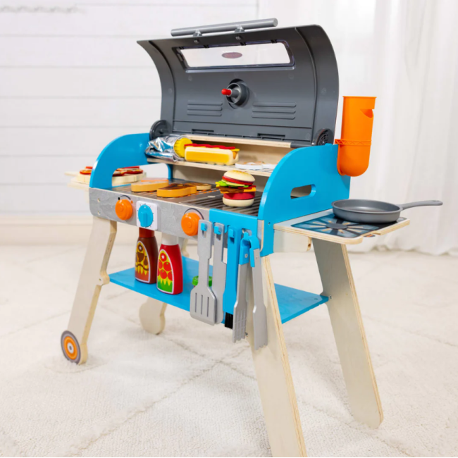 Set de joaca din lemn cu accesorii grill si pizza - okemd30608