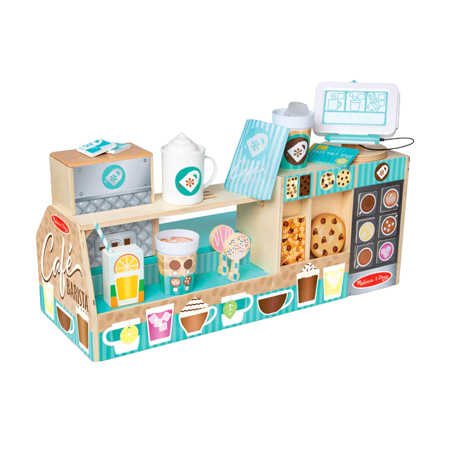 Set de joaca din lemn cu accesorii ne jucam de-a cafeneaua - barista - okemd30602