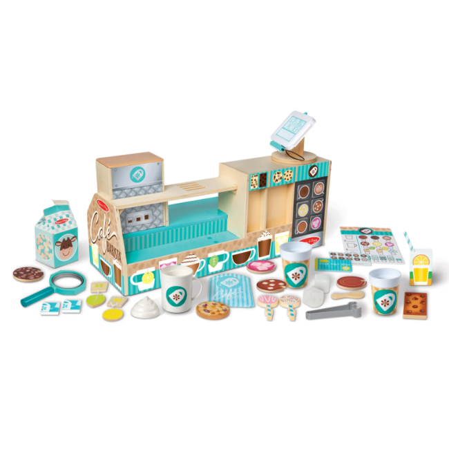 Set de joaca din lemn cu accesorii ne jucam de-a cafeneaua - barista - okemd30602
