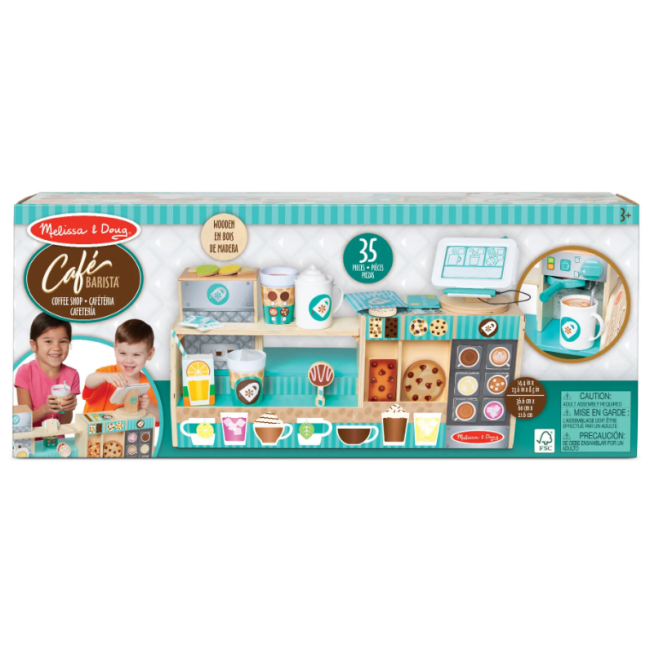 Set de joaca din lemn cu accesorii ne jucam de-a cafeneaua - barista - okemd30602