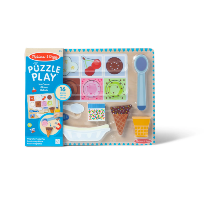 Set de joaca din lemn si puzzle magnetic inghetata - okemd31006