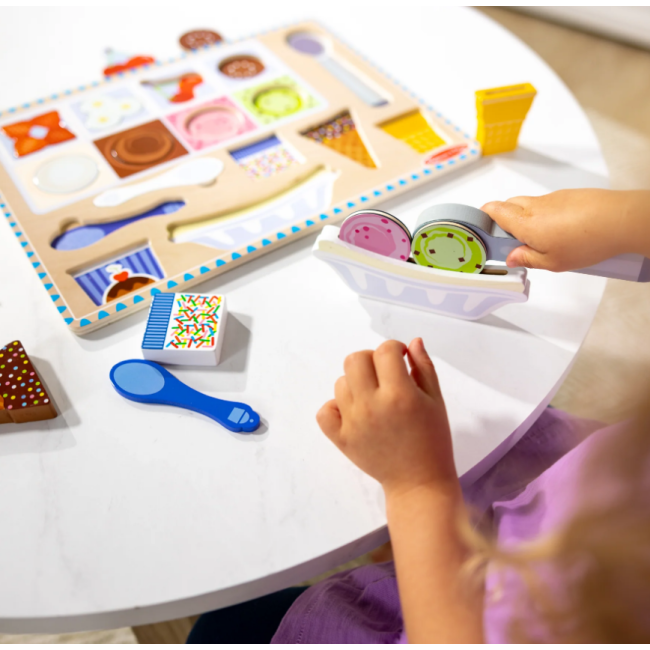 Set de joaca din lemn si puzzle magnetic inghetata - okemd31006