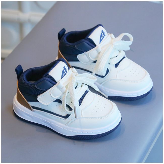 Adidasi albi cu insertii bleumarine si maro - Sport MDTX-637-1-sa49