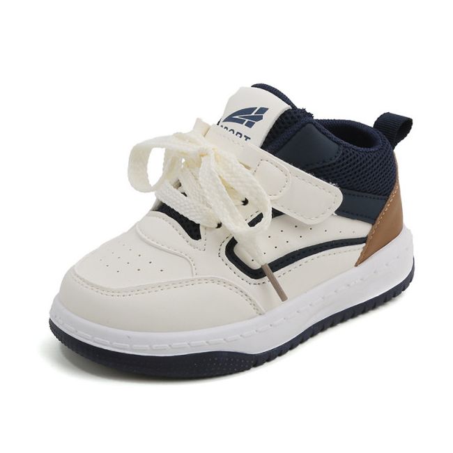 Adidasi albi cu insertii bleumarine si maro - Sport MDTX-637-1-sa49