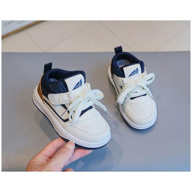 Adidasi albi cu insertii bleumarine si maro - Sport MDTX-637-1-sa49