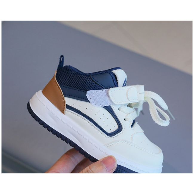 Adidasi albi cu insertii bleumarine si maro - Sport MDTX-637-1-sa49