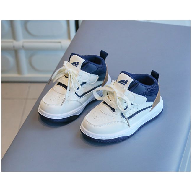 Adidasi albi cu insertii bleumarine si maro - Sport MDTX-637-1-sa49