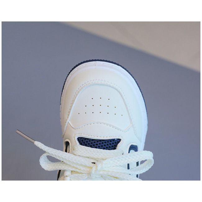 Adidasi albi cu insertii bleumarine si maro - Sport MDTX-637-1-sa49