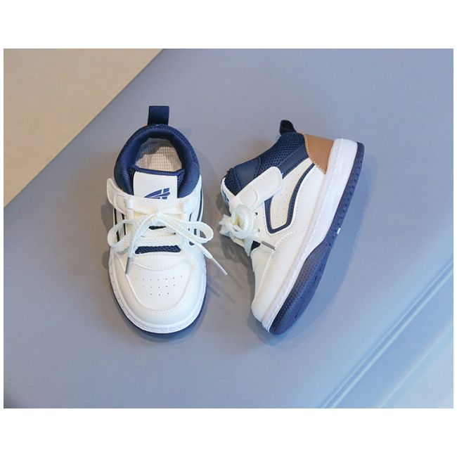 Adidasi albi cu insertii bleumarine si maro - Sport MDTX-637-1-sa49