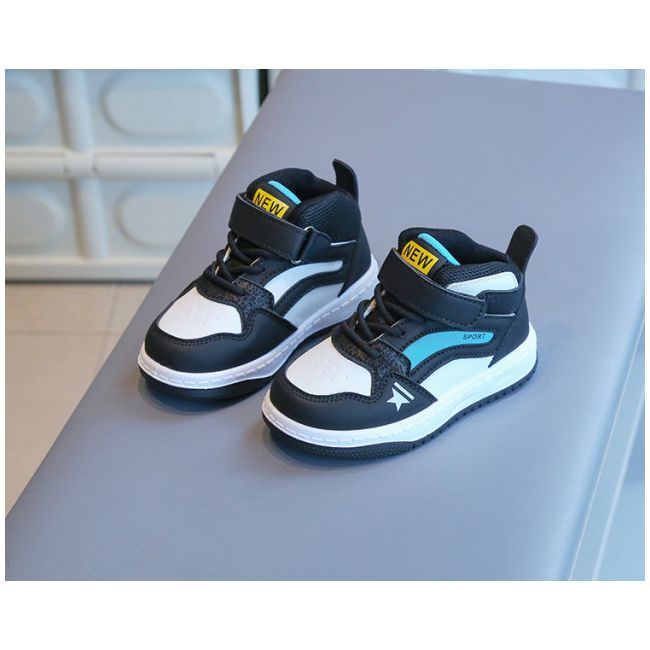 Adidasi albi cu negru si insertii turqoise - New fashion MBTX-635-3-sa48