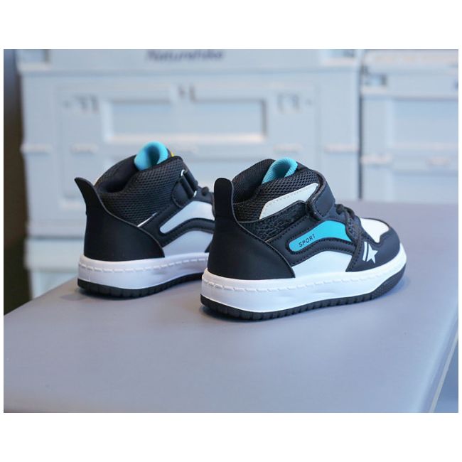 Adidasi albi cu negru si insertii turqoise - New fashion MBTX-635-3-sa48