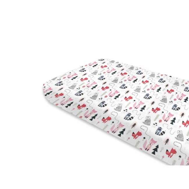 Cearceaf cu elastic, MimiNu, Pentru pat 160x80 cm, Din bumbac certificat Oeko Tex Standard 100, Design, Fox BYN6426972024754