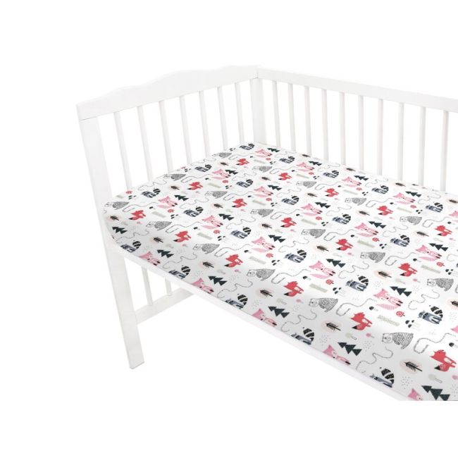 Cearceaf cu elastic, MimiNu, Pentru patut 140X70 cm, Din bumbac certificat Oeko Tex Standard 100, Design, Fox BYN6426972024686