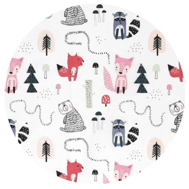 Lenjerie patut cu 3 piese, MimiNu, Pentru patut 120x60 cm, Cu protectie laterala, Din bumbac certificat Oeko Tex Standard 100, Design, Fox BYN6426972024778