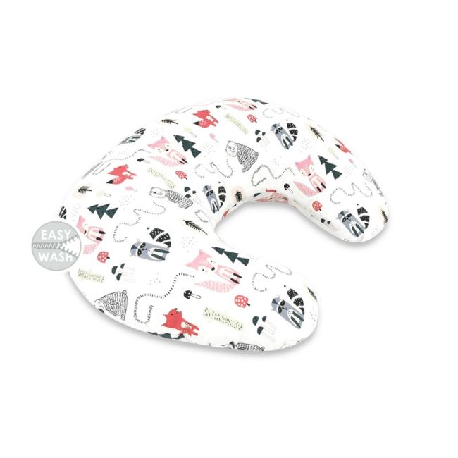 Perna pentru alaptat, MimiNu, Din bumbac certificat Oeko Tex Standard 100, Cu husa detasabila, Cu fermoar securizat, Circumferinta 155 cm, Design, Fox BYN6426972024860