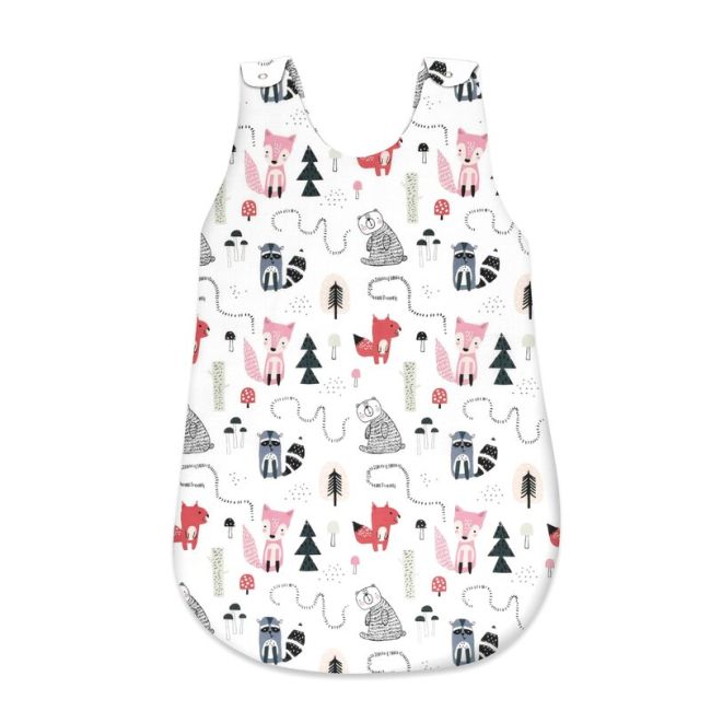 Sac de dormit, MimiNu, Pentru bebelusi, De iarna, Din bumbac certificat Oeko Tex Standard 100, Cu fermoar lateral, Cu capse pe umar, 70 cm, 0 - 6 luni, 2.5 Tog, Design, Fox BYN6426972024815